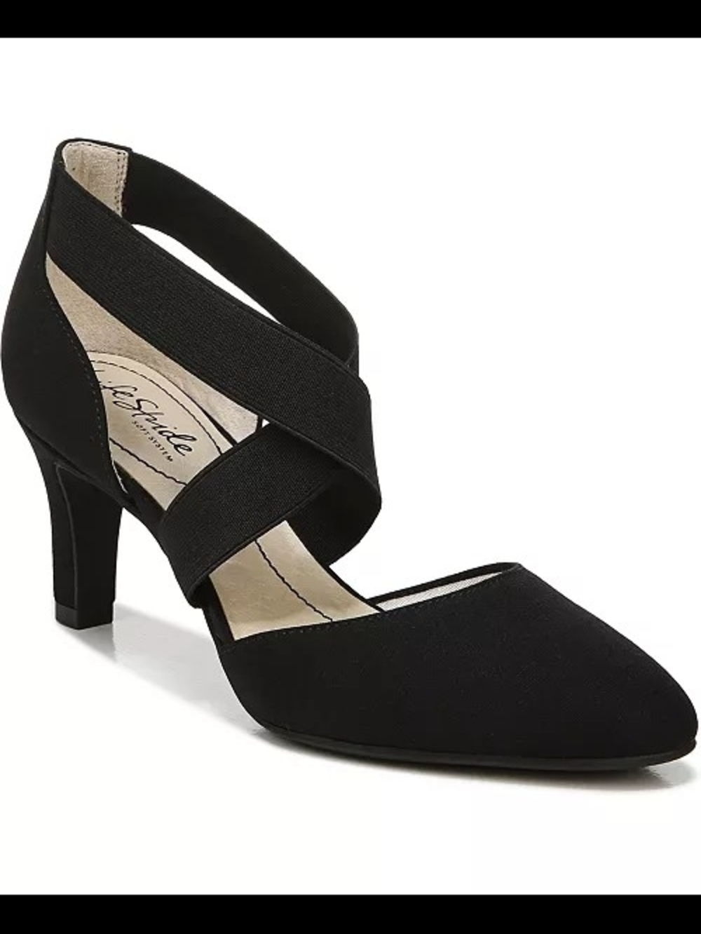 Life Stride Black Crisscross Mid Heel Pump